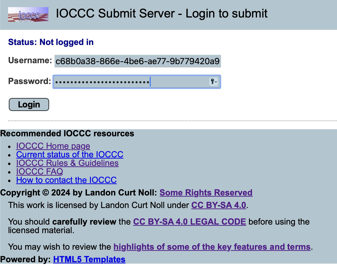 submit server login screen