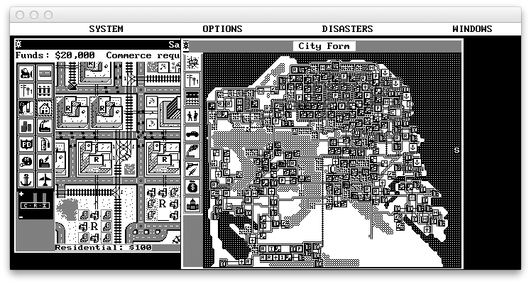 screenshot image from the Sim City game